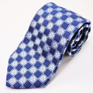 Ike Behar Blue Multicolor Geometric Silk Necktie